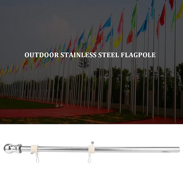 Flagstang, Flagstang i Rustfrit Stål, Velegnet Til Husgård Have, Anti-rust Flagstangs Holder (sølv Silver