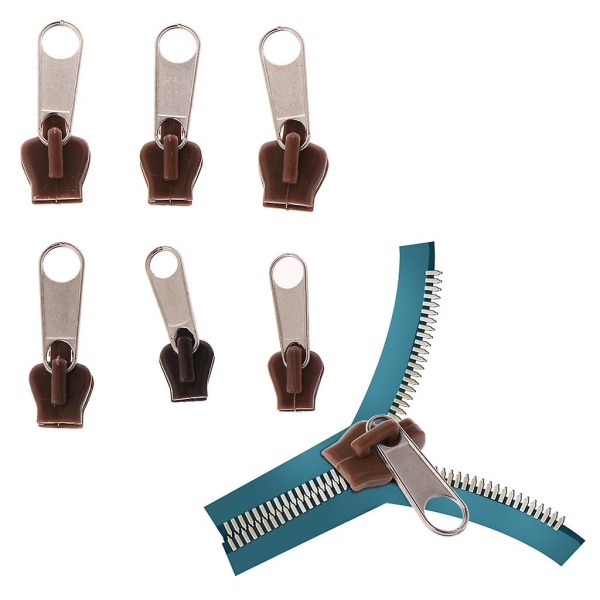6 stk Universal Instant Fix Lynlås Reparation Udskiftning Zip Slider Tænder Rescue