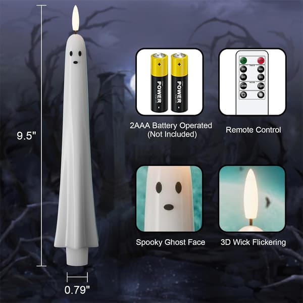 Flameless Taper Candles with Flickering Battery Operated and Remote Control and Timer (4-Pack) 4 Pack