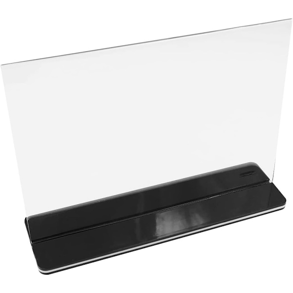 6-pack A5 horisontell menyhållare med bas i akryl, dubbelsidig display bordsstativ, transparent bordshållare för affischer, T-formad stativ