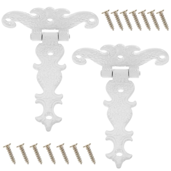 2 stk skur hengsel Heavy Duty tregjerde porthengsel retro utendørs skur dør maskinvare White 11.2X6.9cm