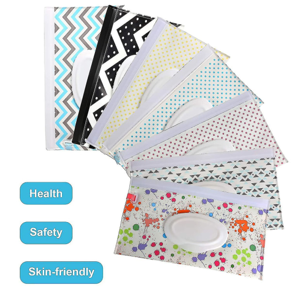 7-pack bärbar påfyllningsbar våtservettbehållare, återanvändbar bärbar våtservettpåse, våtservettbehållare för våtservetter, våtservetthållare för baby