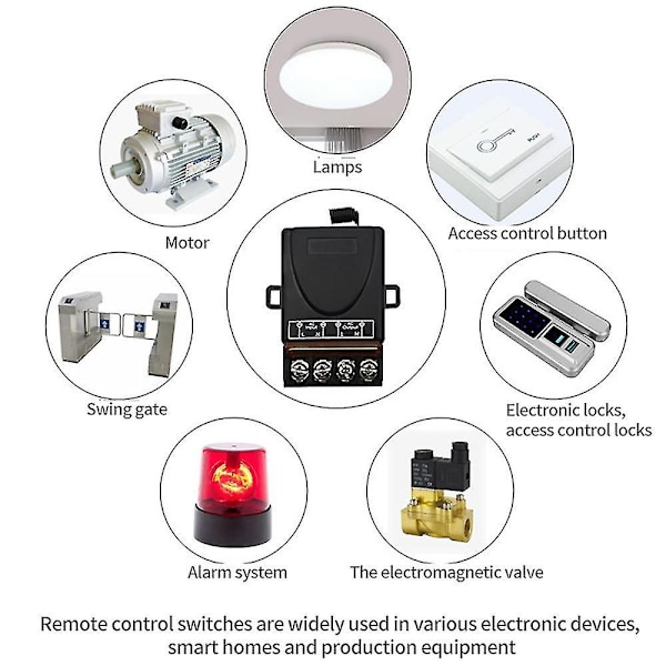 AC 220V 30A 1CH 433MHz Trådløs Fjernkontrollbryter RF Relémottaker + På/Av Sender for Elektrisk Apparat Lampe black