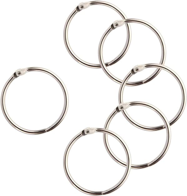 15 stk. 1,8 tommer diameter bog løse blad binderinge nøglering ringe, sølv indekskort ringe