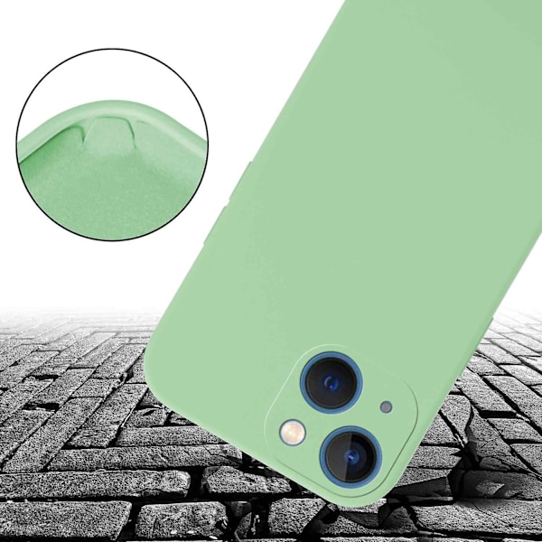 Käytännöllinen kaulakoru Apple iPhone 13 MINI -puhelimeen, jossa silikonisuojakotelo ja pituussäädettävä naru, kaulakoru LIQUID LIGHT GREEN iPhone 13 MINI