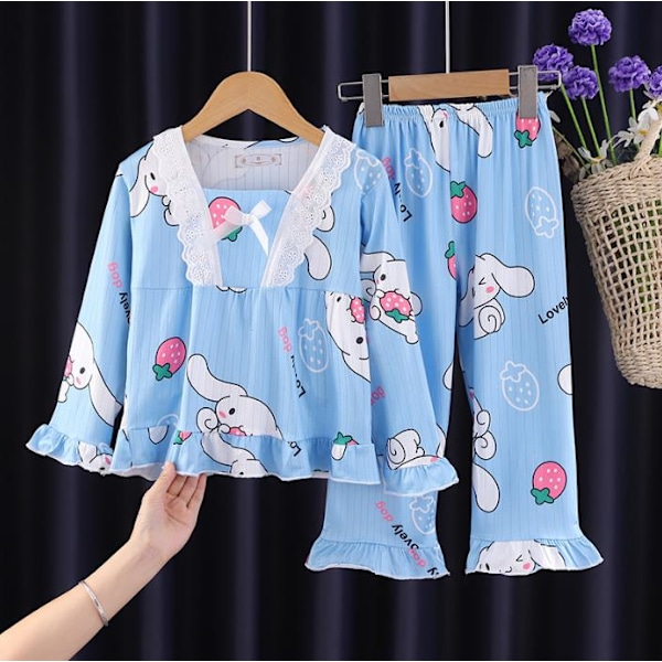 Sanrio Kuromi -asu Lapsille Pitkähihaiset Pyjamat Tytöt Pojat Piirretty T-paita + housut 2 kpl/setti Lasten Rentouttava Yöasu C C 7-9Years