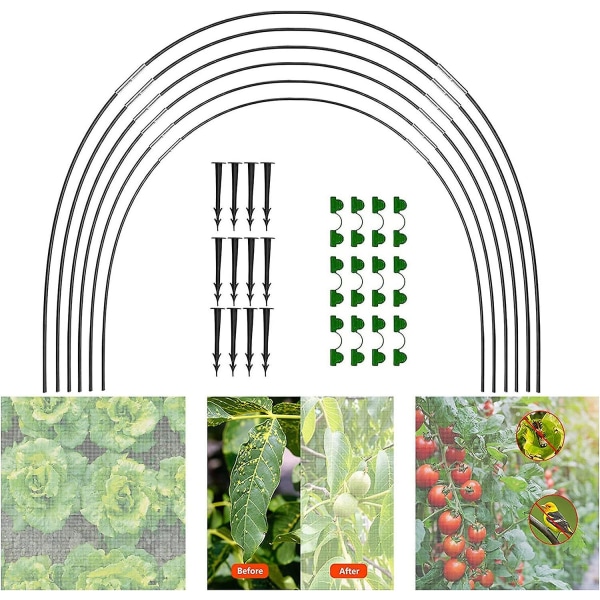 Trädgårdsbågar för nät,trädgårdsbågar Växthusram, växthusram Trädgårdsbågar, DIY växthusbågehussats, Polytunnelstödram för Gard 18pcs (6 Pieces)