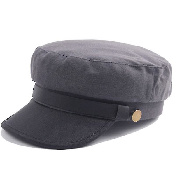 Unisex Baker Boy Peaked Cap Reunuksella Newsboy Baret Hat Kadetti Sotilaallinen Hattu Grey