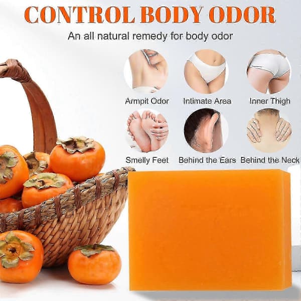 Persimmon Soap 3-pack for Body Odor Control, Natural Deodorizing and Moisturizing Organic Cleanser