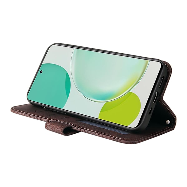Til Huawei Nova 11i / Maimang 20 / Enjoy 60 Pro Pung Telefon Etui Imprintede Linjer Læder Stativ Cover Brown