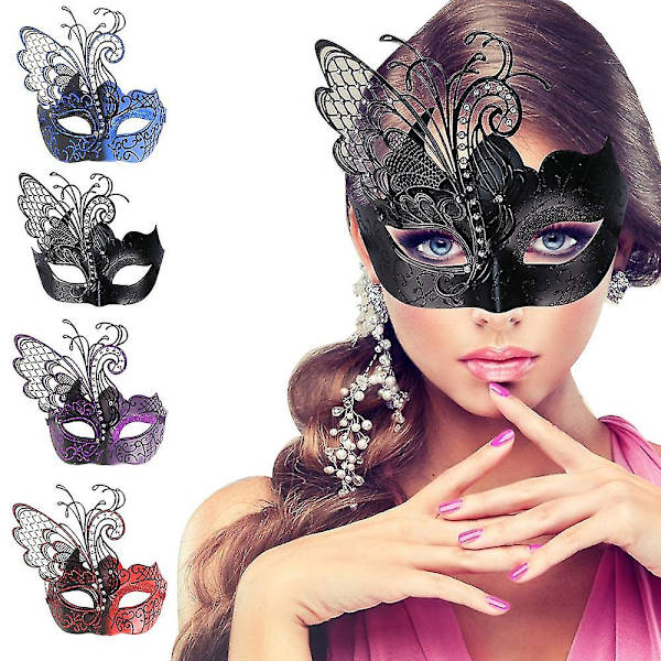 Halloween-karnevaali-pääsiäisen cosplay-naamiojuhla-asu päähine Metallirautaperhonen naamio naamio Blue
