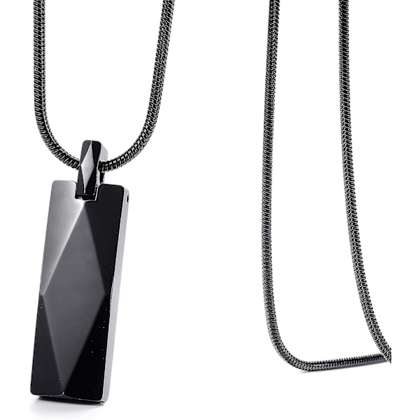 Tungsten Carbide Bar Vedhæng Halskæde Til Mænd Kvinder Rustfrit Stål Slange Kæde Black