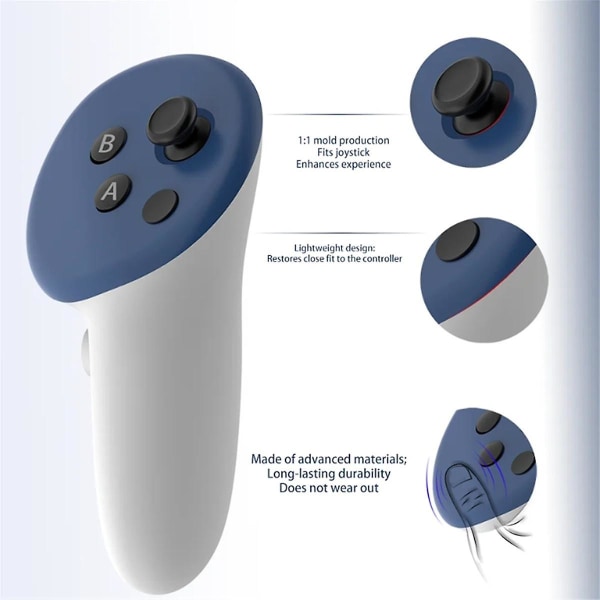For 3-kontrollergrep Slitesterk PC-beskyttelseshylse og håndtaksdeksel for forbedret VR-opplevelse(B) Blue