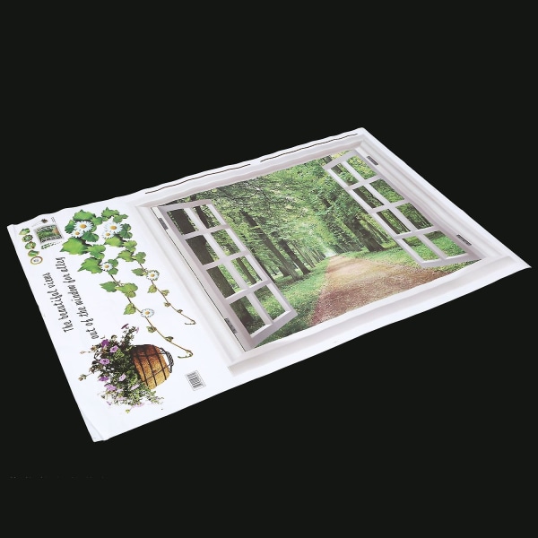 Valtava ikkuna 3D-kukat kasvien seinätarrat Art Decal -taustakuva Green