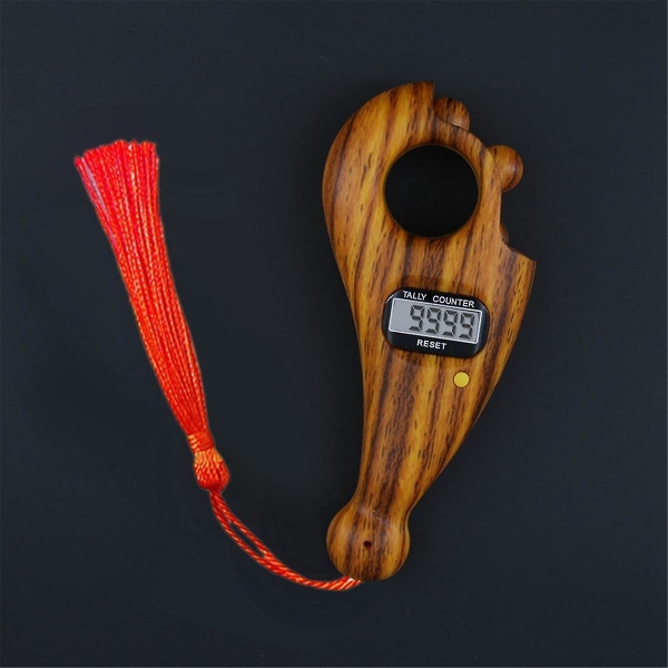 Roterende bønperler med led digital tæller bærbar finger tæller bøn islamisk muslimsk Eid-gaver A Red Wood Color