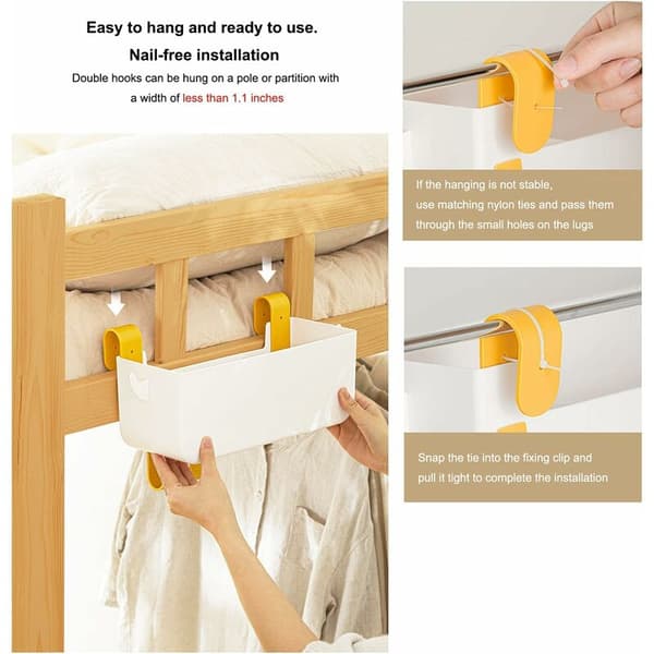 Bed Organizer Hanging Storage Bin as Bunk Bed Storage Accessory Multi-Pocket Rail for Dorm Bunk Bed Shelf
