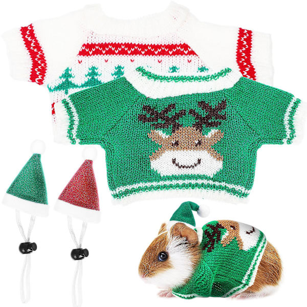 1 sæt marsvin ting små kæledyr jule outfit vinter mini sweater kanin kostume As Shown 22.50X11.50X1.00CM