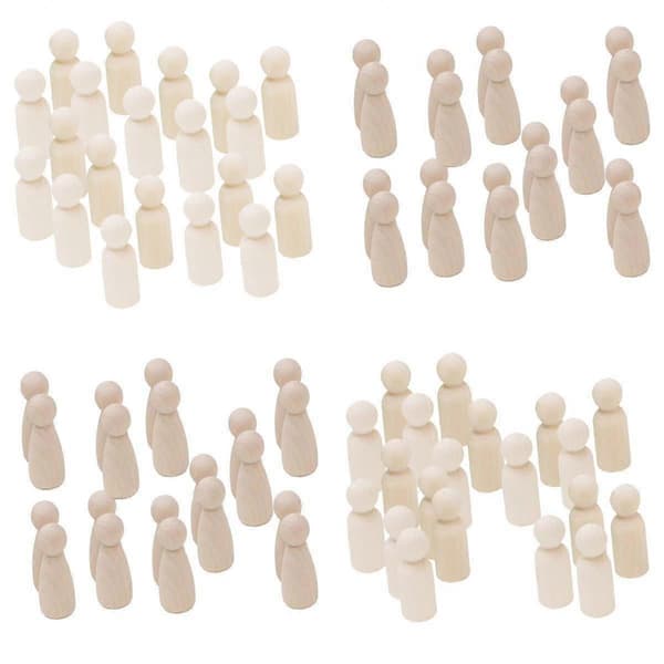 80 stykker ufærdige blanke DIY træfigurer til kage