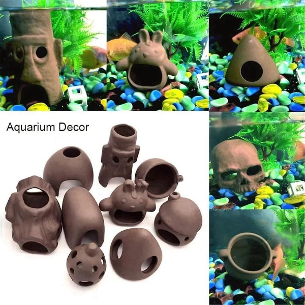 Akvariumdekor Fish Shelter House Pottery House Canister Simulering Stone Fish Tank Decoration Style 5 As Shown