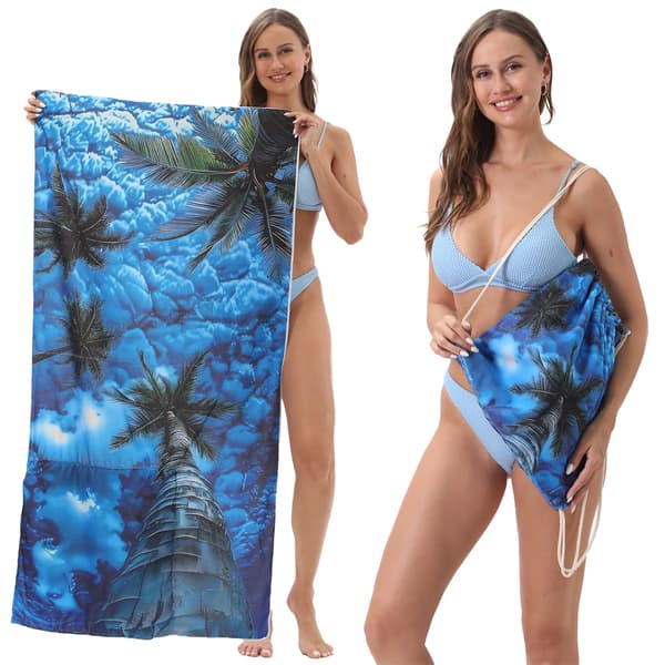 New Beach Towel Backpack with Storage Function, 140 x 70 cm 2-in-1 Foldable Printed Bath Towel YTB-001-20