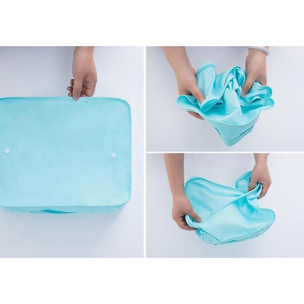 Reiseoppbevaringspose i syv deler Sammenleggbar Plassbesparende Oppbevaringspose for klær med snøring