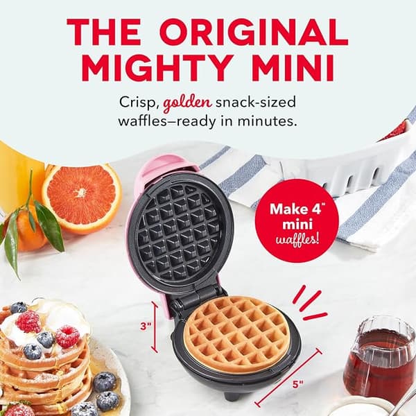 Mini Waffle Maker, Compact Non-Stick Breakfast Sandwich Maker for Waffles, Pancakes, Hash Browns and Quick Snacks, 220V pink