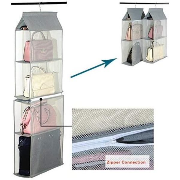 4 fickor hängande handväska förvaringsväska garderob non woven transparent väska arrangör för vardagsrum vardagsrum sovrum