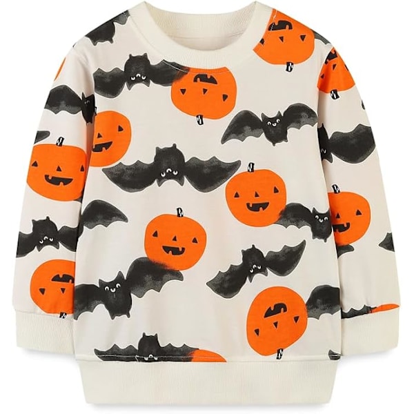 Barn Regnbåge Sweatshirt Långärmad Crew Neck Pullover Jumper Kläder för Pojkar 1-7 År Pumpkin 1 1-2years