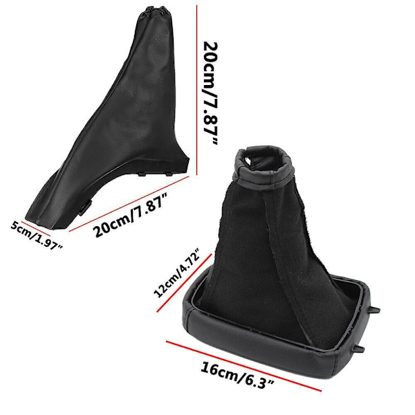 2 stk Bil Håndbrems Girspak Støvhette Støvhette PU Lær Svart For Opel G Zafira A 1998-2004 black