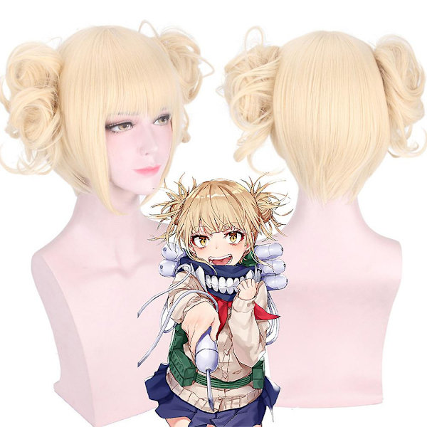 My Hero Academia Cross My Body Himiko Toga Cosplay Peruker Anime Blonda Peruker Kort Hår Med Lugg För Halloween Fest Cosplay Peruker Kostym