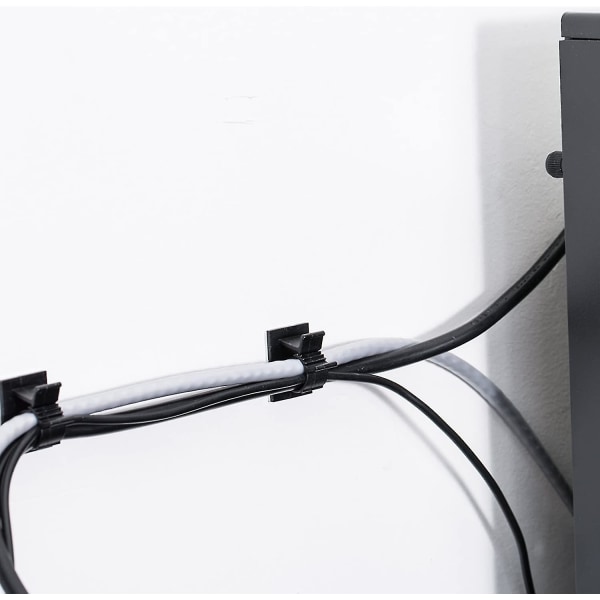 Justerbare selvklebende kabelklemmer Nylon kabelbåndholder, svart, 50 stk.