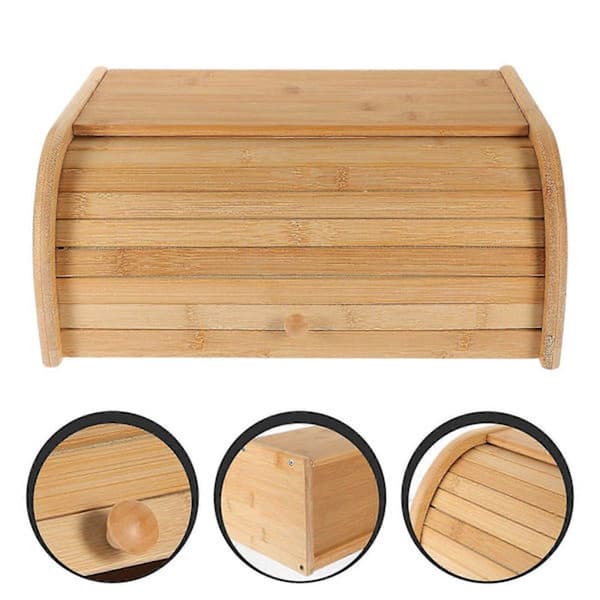 New 1pc Wooden Bread Box Compatible with Kitchen Household Storage Practical Food Container