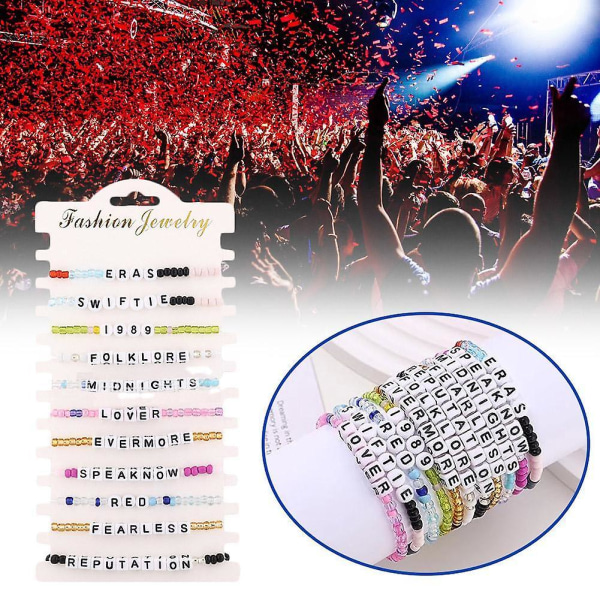 11 stk. Taylor Friendship Armbånd Swifties Tour Eras Koncertinspireret Armbånd