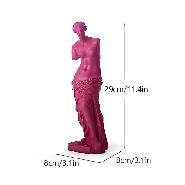 Resin Venus De Milo Staty Naken Afrodite Skulptur Heminredning grekisk mytologi Gudinna Statyett Konst Vardagsrumsinredning Rose Red
