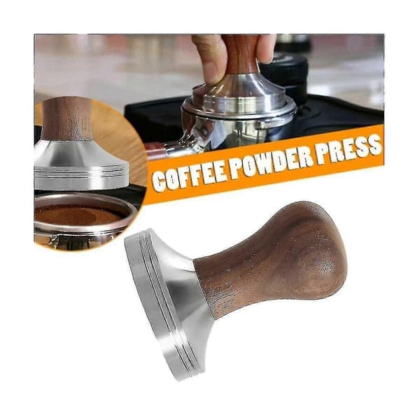 53mm Kaffepresse Verktøy Elastisk Kaffetamper med 304 Rustfritt Stål Base & Solid Trehåndtak Coff