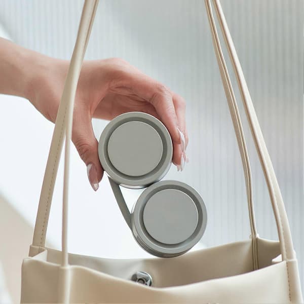 Sammenfoldelig Genopladelig Halsventilator – 3 Hastigheder Stille – til Udendørs Rejser Grey