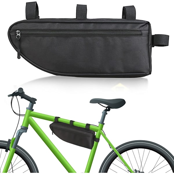 Trekant Sykkelveske Stor, Topprørs Sadelveske 34.5x13x5.5cm, 2L Stor Kapasitet Front Fame Sykkelveske Hjørnepose Verktøypose for Terrengsykkel Landeveissykkel