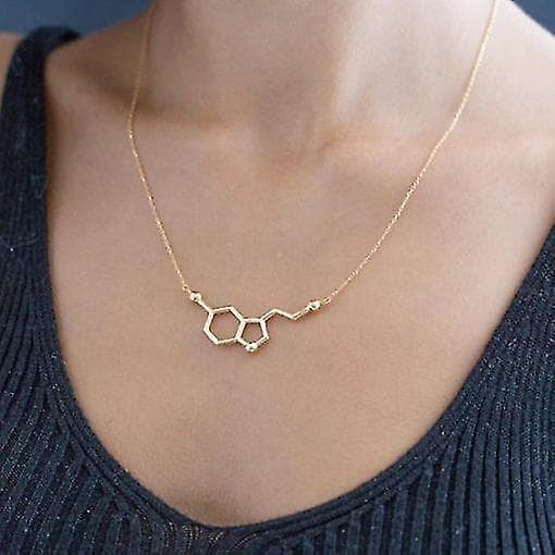 Halsband med serotoninmolekyl i zinklegering Silver