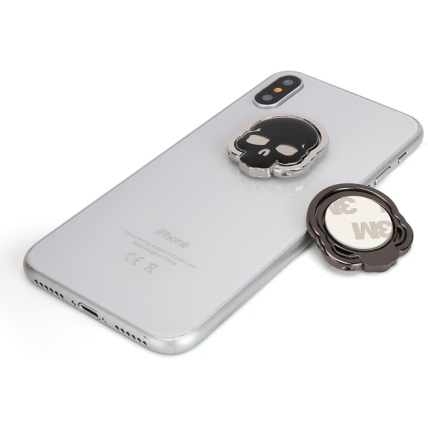 Mobiltelefonringgrep, 2-pakningssett, 360° justerbar ringholder, passer magnetisk bilholder for mobiltelefonholder og svart
