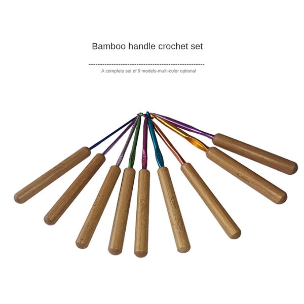 Bambus hæklenål Comfort Grip, 6,7 tommer hæklenål sæt Længere aluminiumskaft hæklenål til hækling