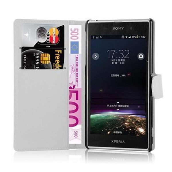 Sony Xperia Z1 Mobiltelefon Deksel Etui - med kortholder og stativfunksjon Arctic white Xperia Z1