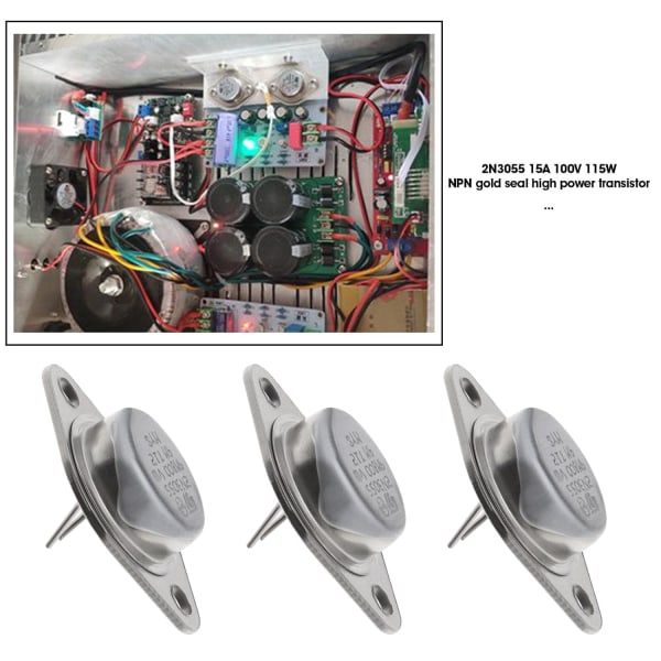 10 st 2N3055 NPN power 15A 100V 115W NPN High Power 2N3055 transistorer för power och avstängningskontroller