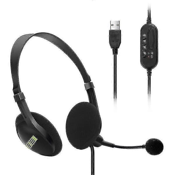 USB-headset computerheadset med mikrofon støjreduktion letvægts kontor forretningsheadset
