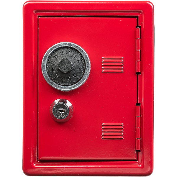 Economy Safe, 120 X 100 X 160 Mm, rød, med nøgle og mekanisk kombinationslås