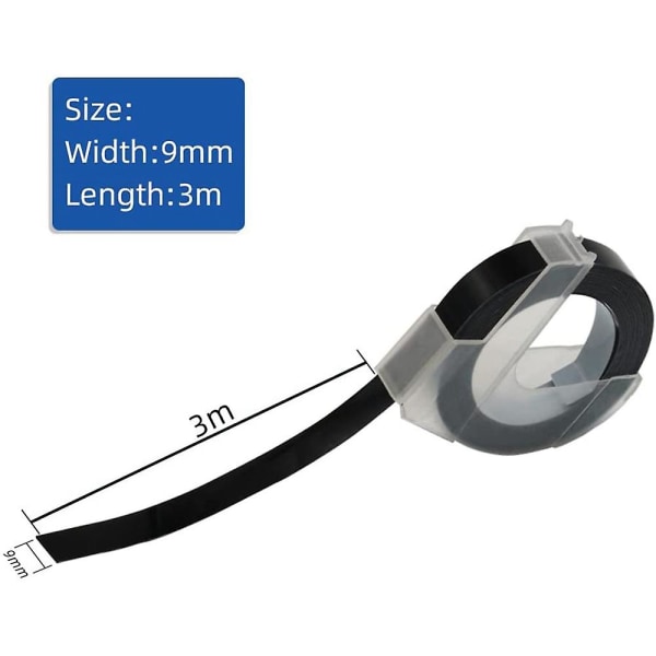 6 Pcs Label Tape Compatible With Embossing Label Tape For Label Maker 1880 E-101 9mm X black