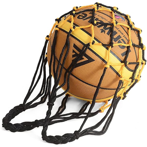 Bärbar bollnät 1 boll, bollnät basketboll fotboll nätpåse stadion och strand (blå-gul och svart-gul)