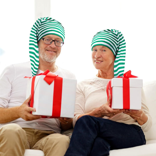 2 kpl Miesten Yömyssy Raidalliset Pyjamahatut Säädettävät Unihatut Pomponilla Juhlatarvikkeisiin Green and White