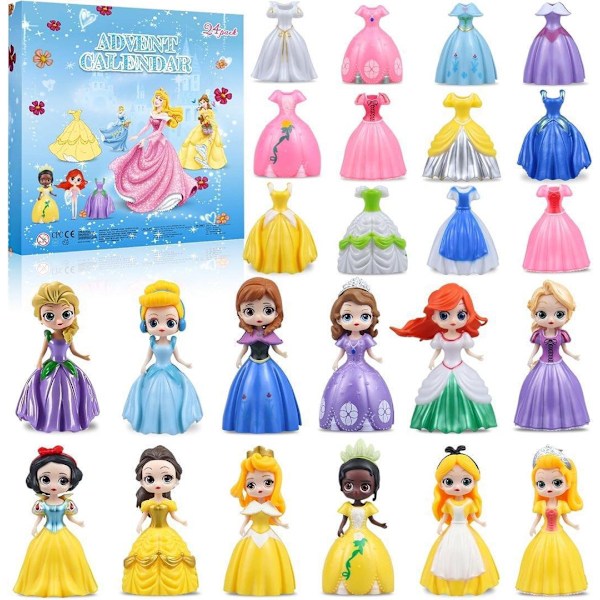 Countdown Christmas Blind Box Advent Calendar Princess Dress Up Girls Figure DIY Set Toy Gift