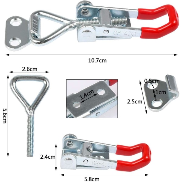 Toggle Catch Latches, 12 stk. Metal Toggle Clamp, 100 kg/220 lbs, Justerbar Toggle Clamp, Heavy Duty Håndværktøj Holding Latch Button Toggle Latch