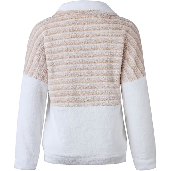 Dame Sweatshirts Frakker Stribet Farveblok Langærmet Varm Jakke Tunika Pullover Fashion Sweatshirt Toppe til Efterår Vinter,S-XXL Apricot S